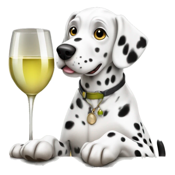 Dalmatian dog drinking white wine sticker