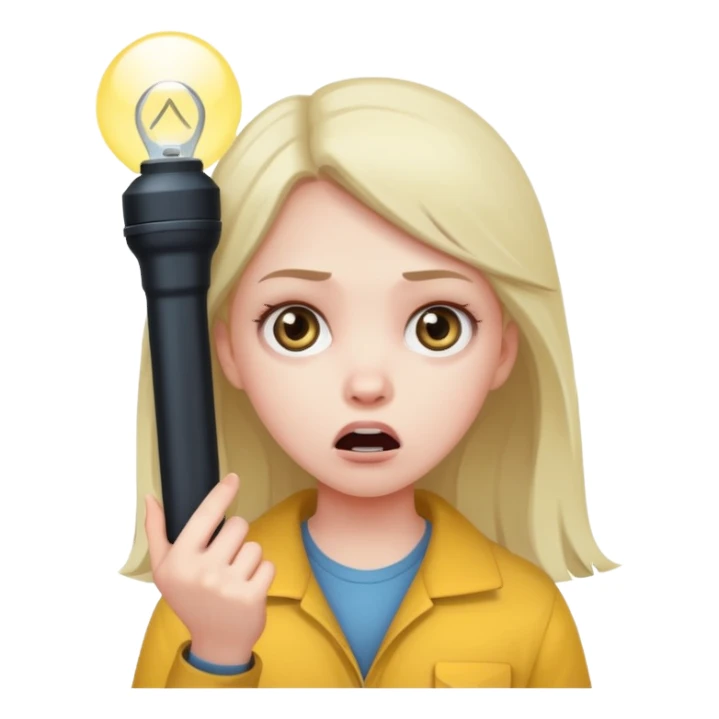 Scared girl with flashlight sticker