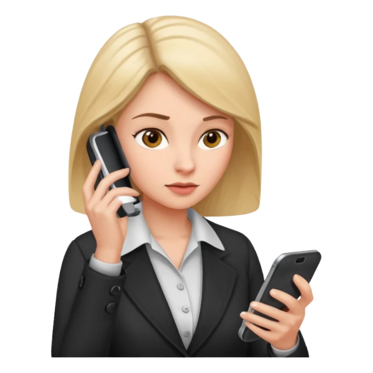 same woman but leaving documents and using the phone sticker