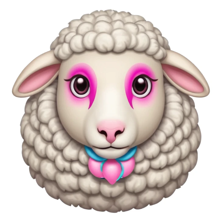 A sheep with pink eye sticker