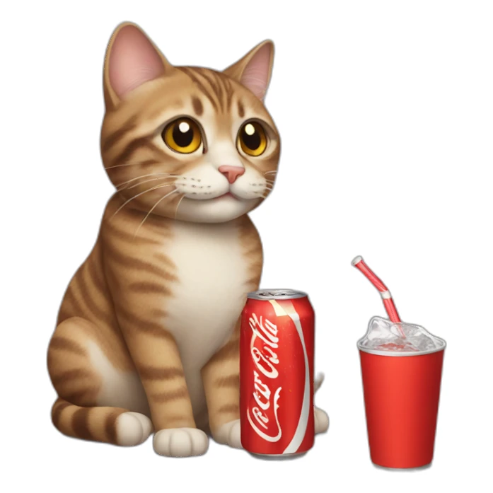 Cat drinks Coke sticker