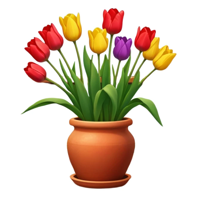 Clay pot with tulips on windowsill sticker