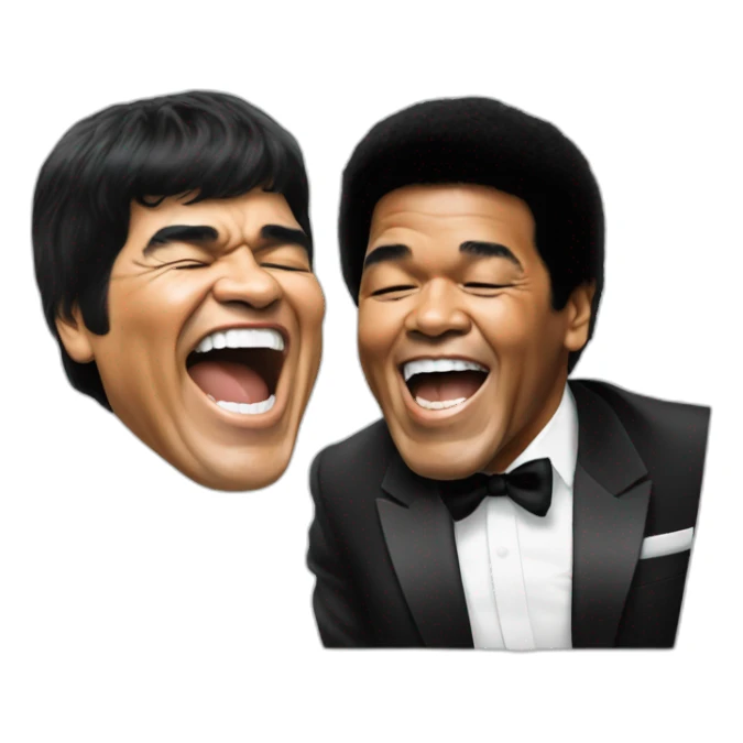 maradona laughing with muhammad ali sticker