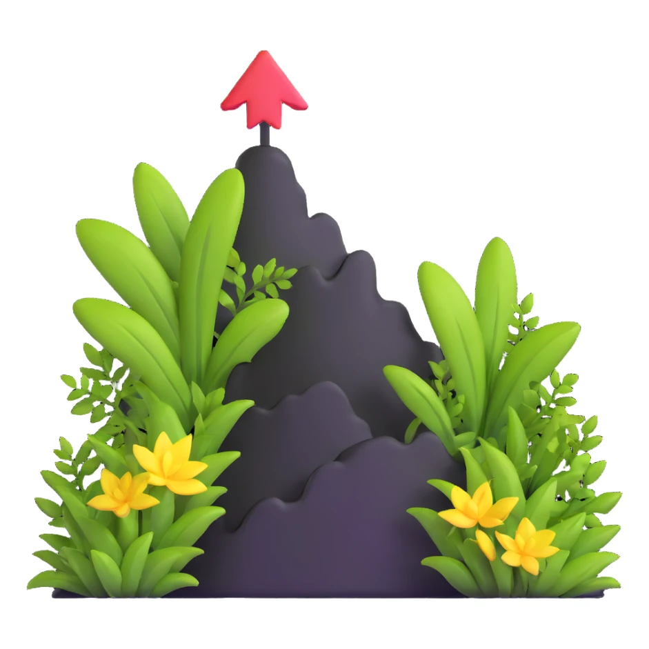 downward arrow surrounded by plants sticker