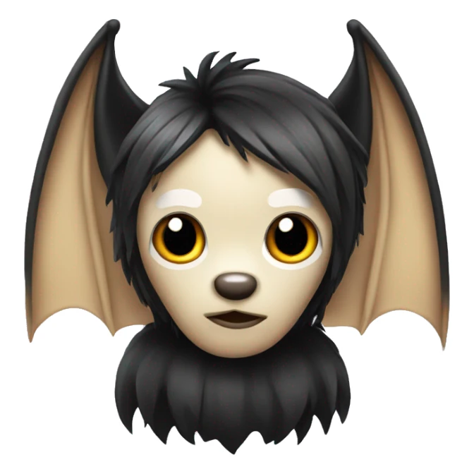 Bat animal with long black wig sticker