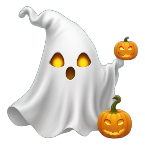 halloween ghost with a pumpkin sticker