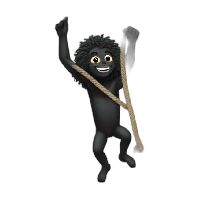 Gollywog climbing a tree with a rope sticker