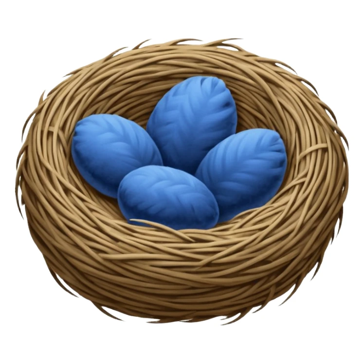 Nest made with blue velvet fabric sticker