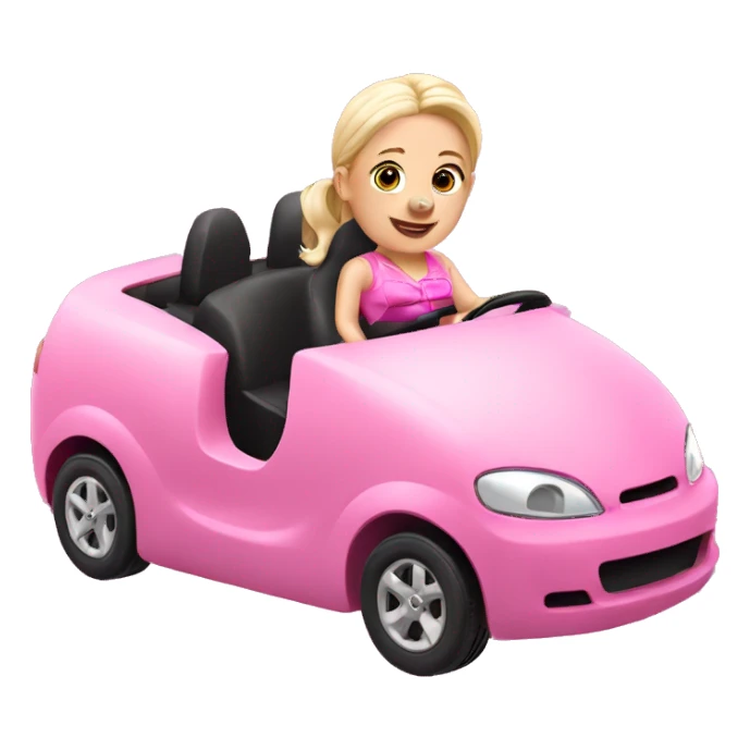 A pig driving a pink barbie car sticker