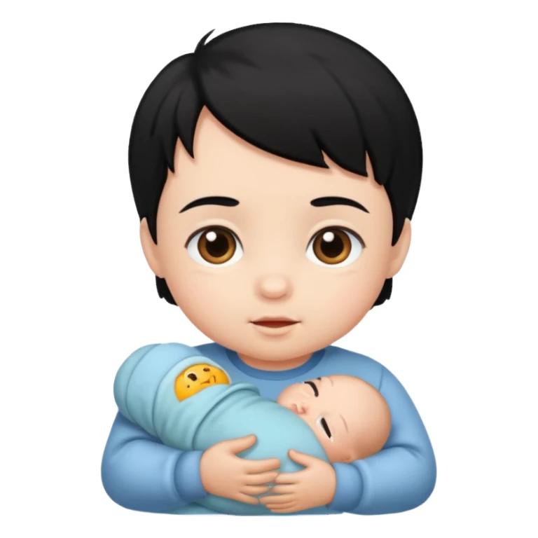 black hair infant sticker