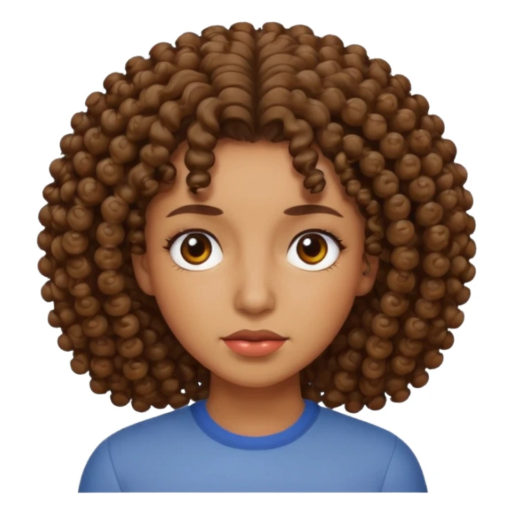 Emoji de una mujer cabello rulo con una mueca  sticker