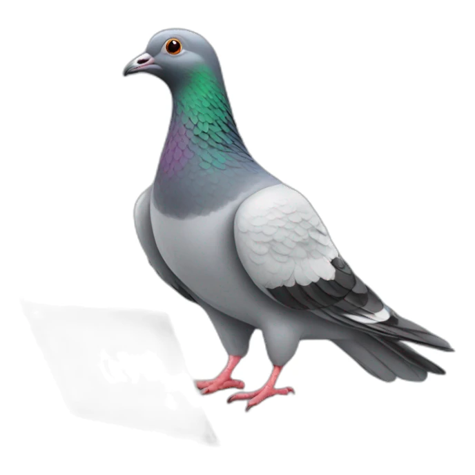 pigeon working with labtop sticker
