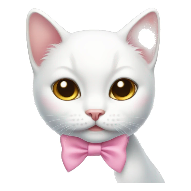 white cat coquette pink bow sticker