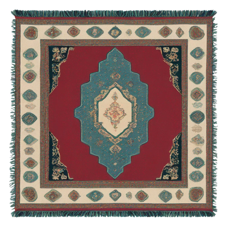 Muslim prayer rug with tassel border sticker