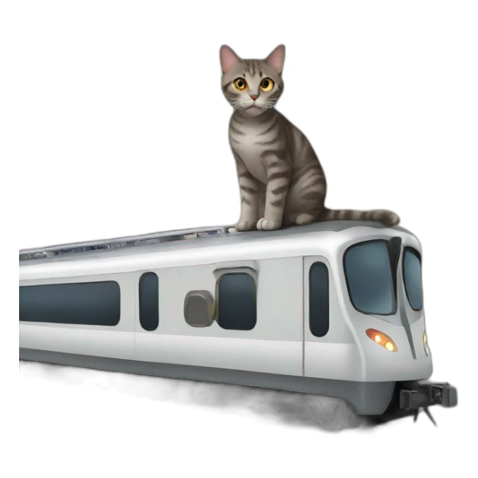 cat on top of a train sticker