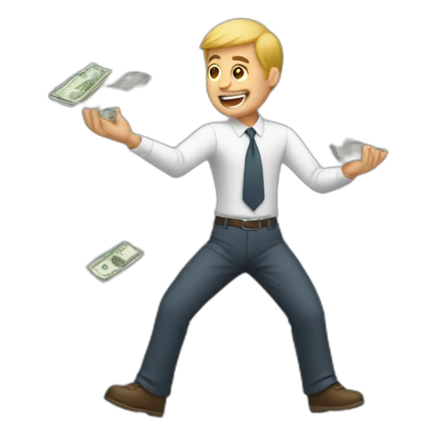 a man who throws money sticker