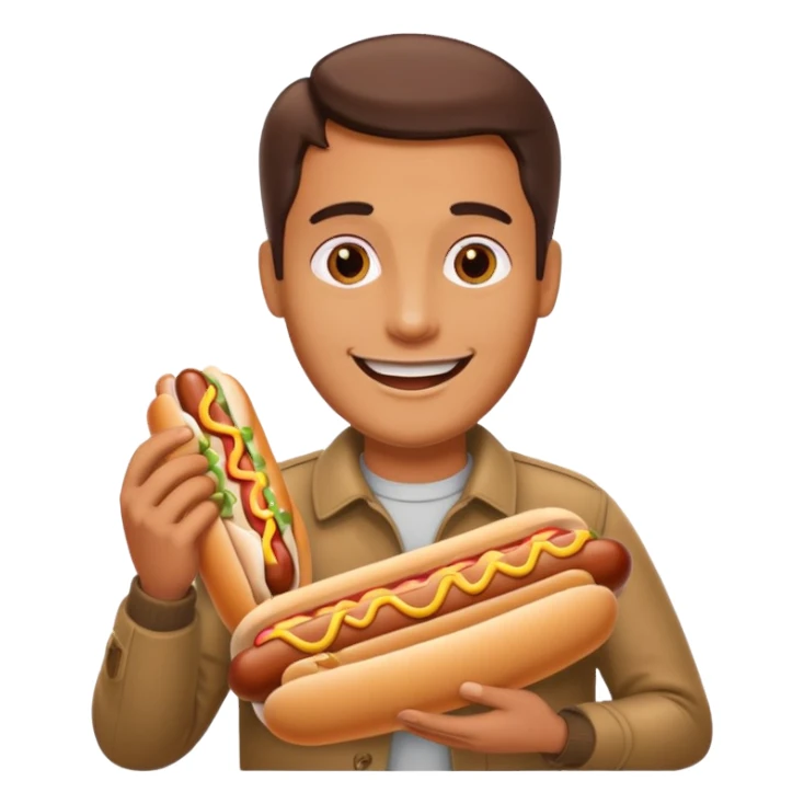 man holding hot dog sticker