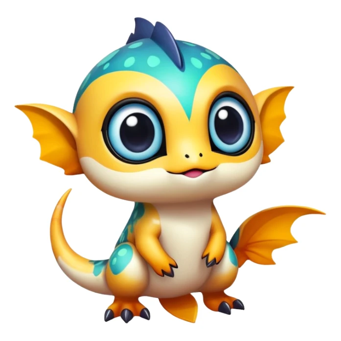 Exotic colorful chibi Fakémon-creature with random markings sticker