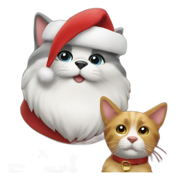 santa cat and dog sticker