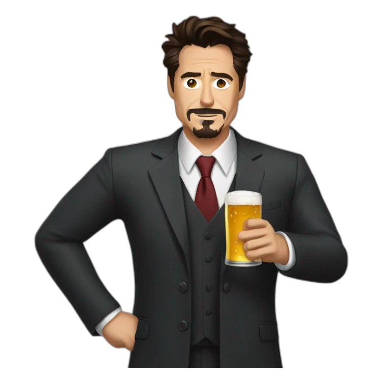 Tony Stark Holding a beer sticker
