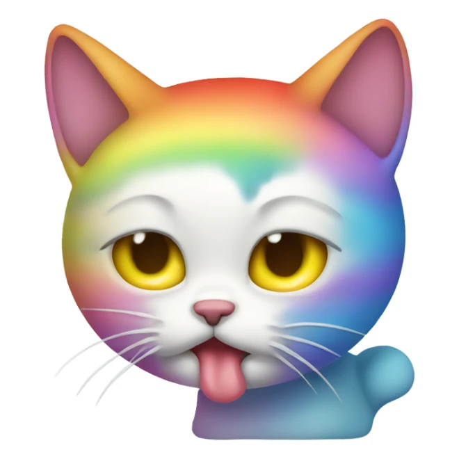 a cat who is vomiting rainbow sticker