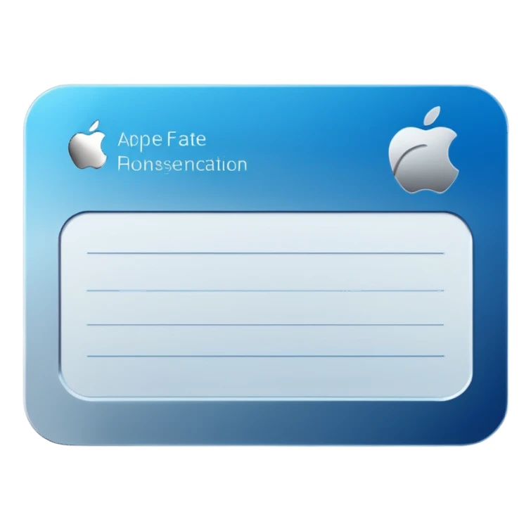 business identification card with rounded corners, blue-silver gradient background, placeholder lines for text, generic photo silhouette on left, soft gloss and subtle shadow, Apple emoji style, transparent background sticker