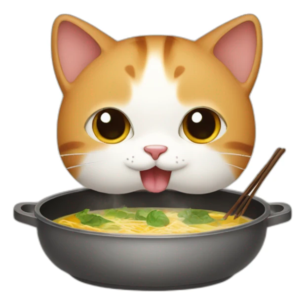 a cat eating hot pot sticker