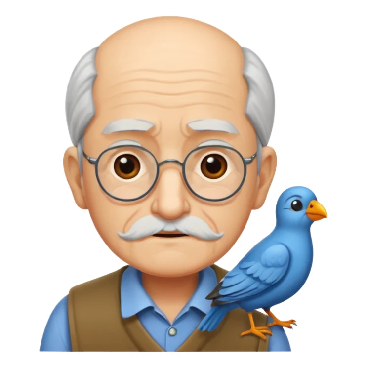 old man with bird sticker