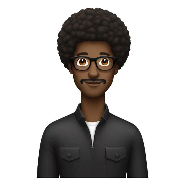 black man with afro and black glasses sticker
