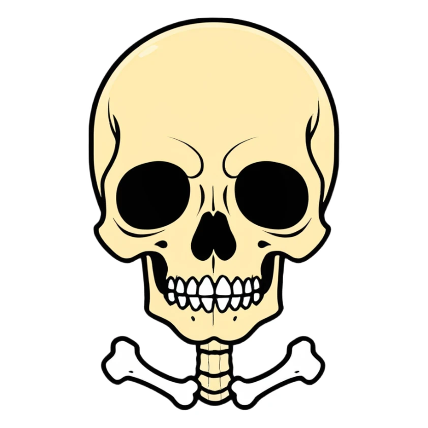 zombie emoji, half-decayed face, exposed bone sticker