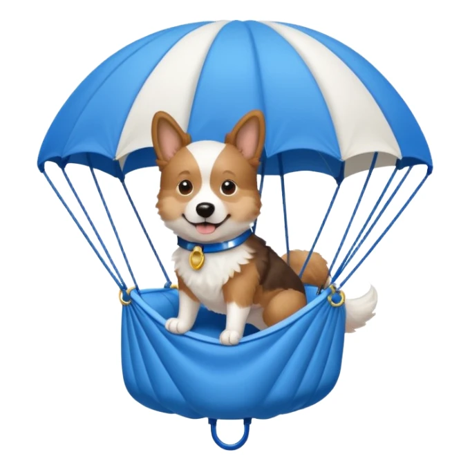 dog riding blue parachute sticker