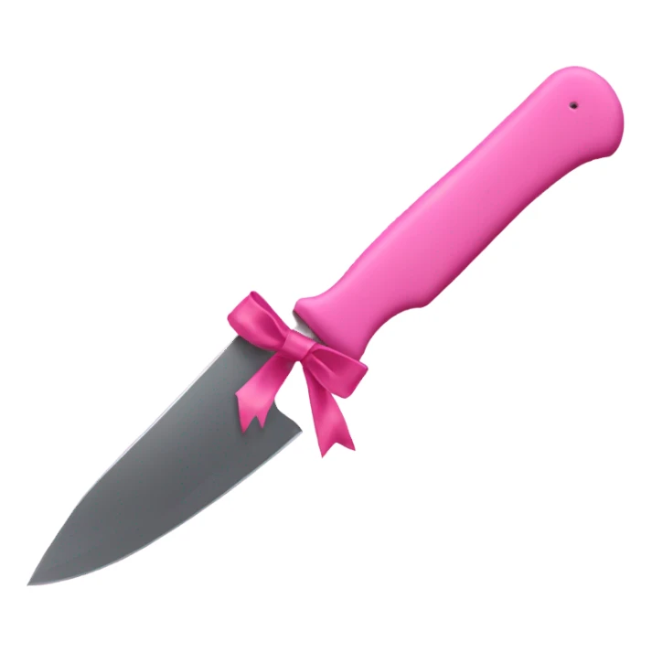 A pink knife with a bow on it sticker