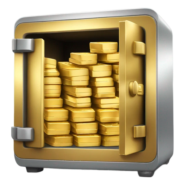 super realistic open safe with gold sticker