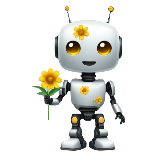 a robot with a flower sticker