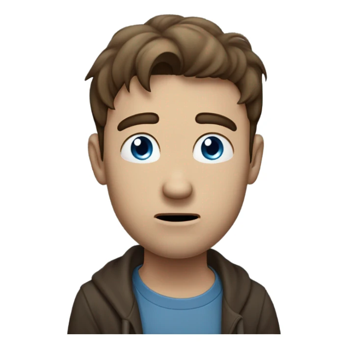 Brown haired blue eyed man asking for money while crying  sticker