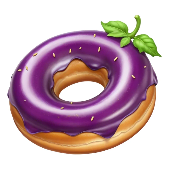 eggplant around a donut sticker