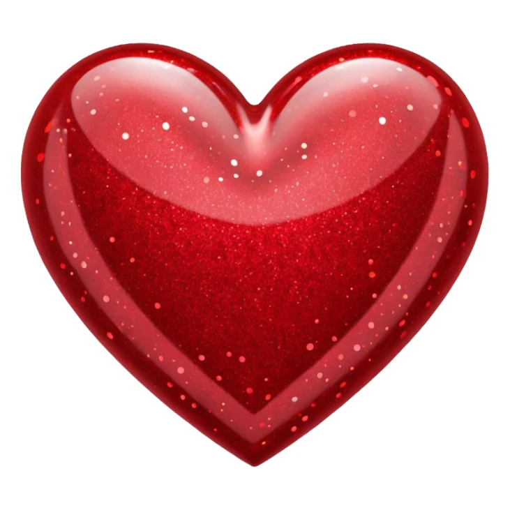 glitter heart with red sparkles sticker
