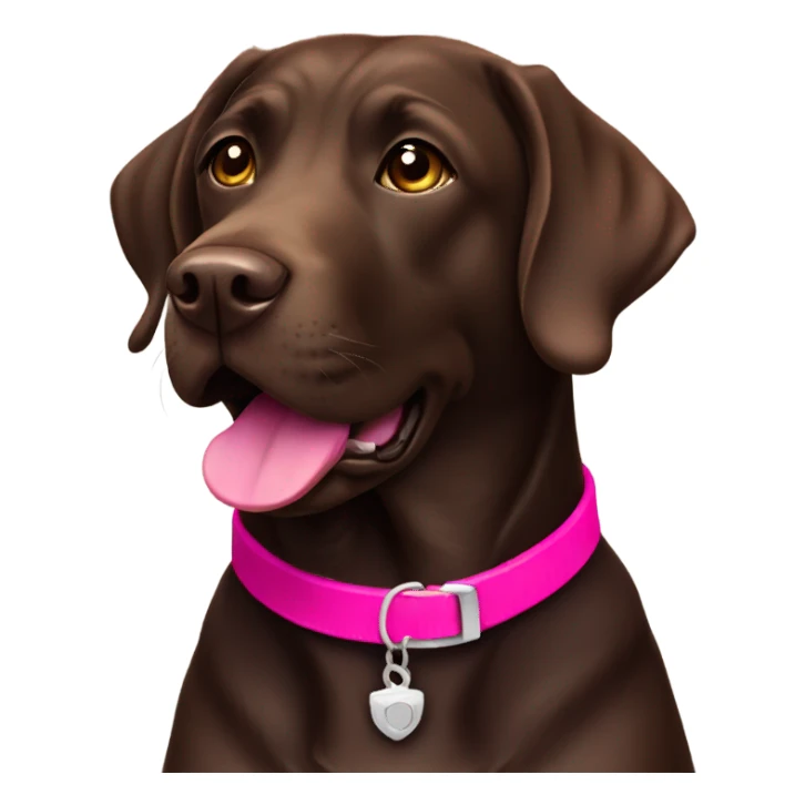 Dark brown labrador with hot pink collar sticker