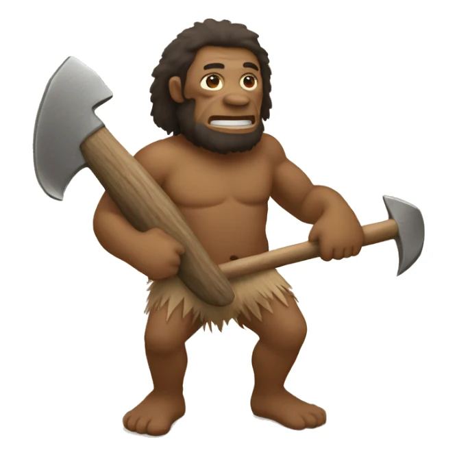 primitive man holding a hatchet sticker