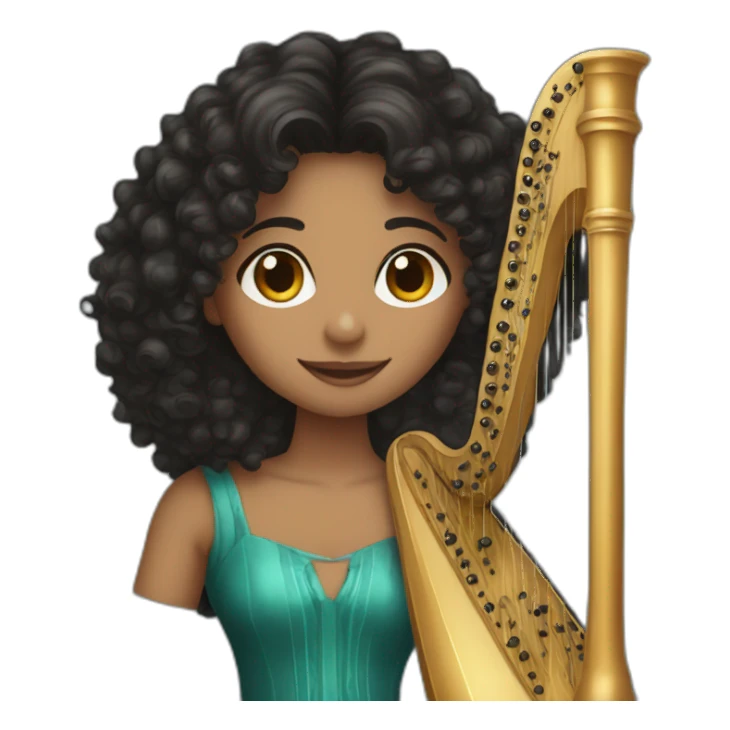 Dark curly hair harpist sticker
