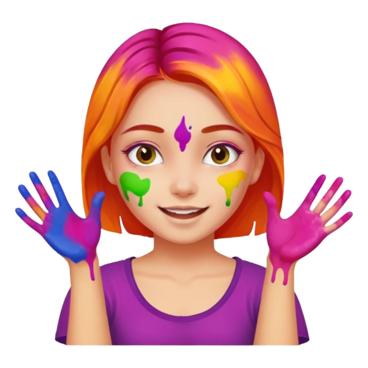girl playing with holi Colors sticker