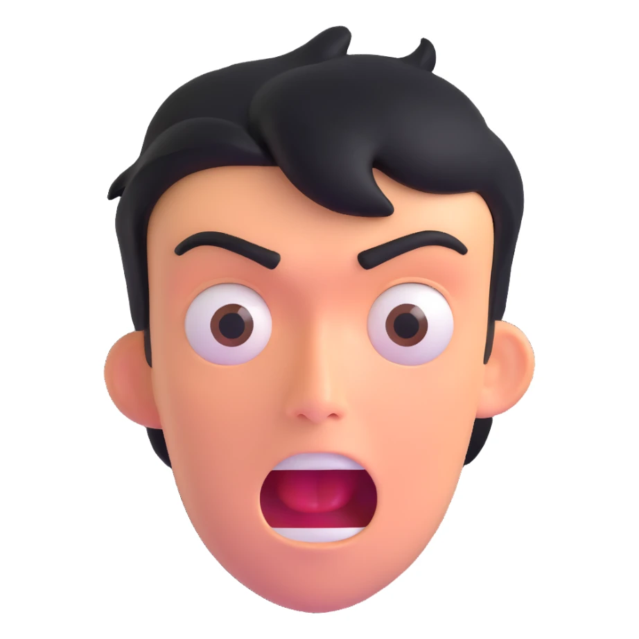 shocked face with exaggerated expression, 'what the freak' reaction sticker