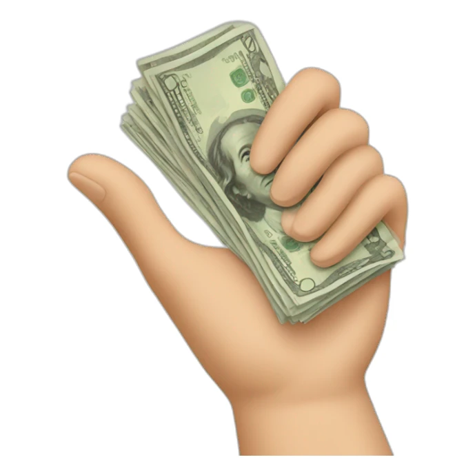 mano tirando billetes sticker