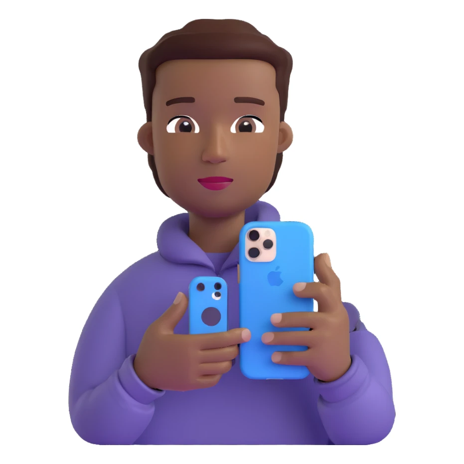Black man holding iPhone 14 Pro sticker