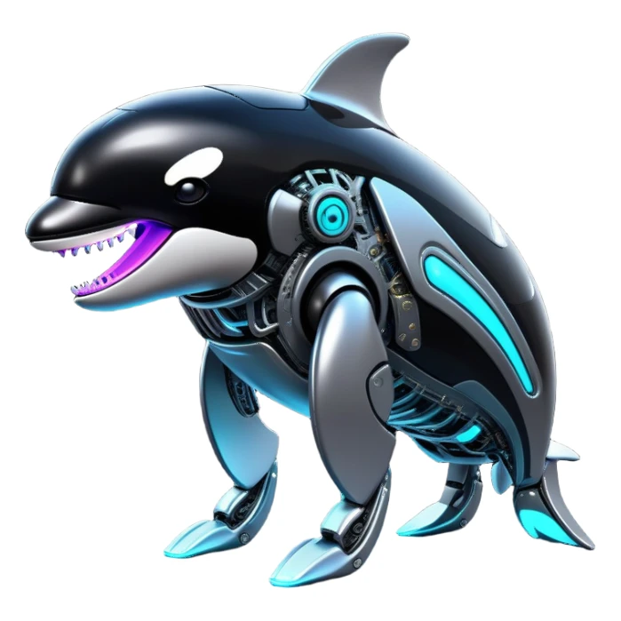 cyberpunk orca robot sticker
