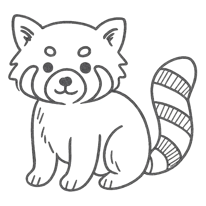 hand-drawn outlined red panda icon sticker