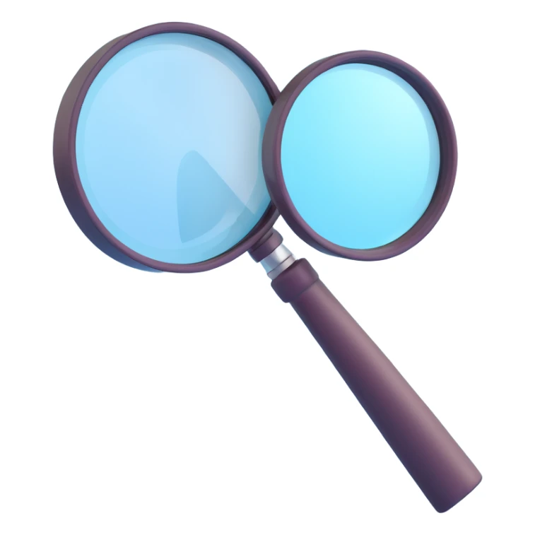 magnifier, 3d emoji style, smooth, friendly sticker