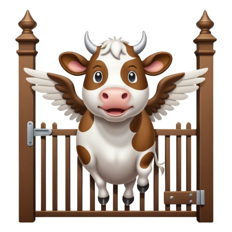 a flying cow with wings opening a gate  sticker