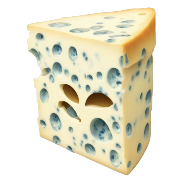 blue cheese with hidden face sticker