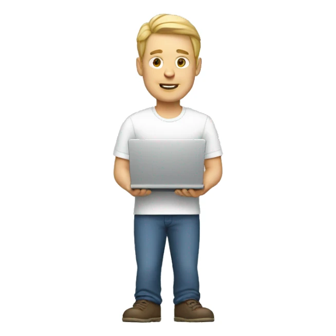 white man with laptop sticker